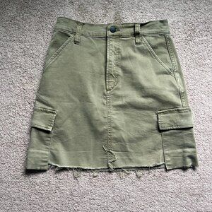 Ended Joes Jeans Women's Desert Sage Green Cargo Mini Skirt Raw Hem New - Size